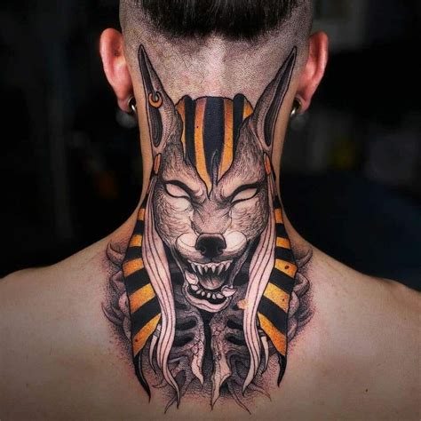 back of neck tattoos men|egyptian neck tattoos for men.